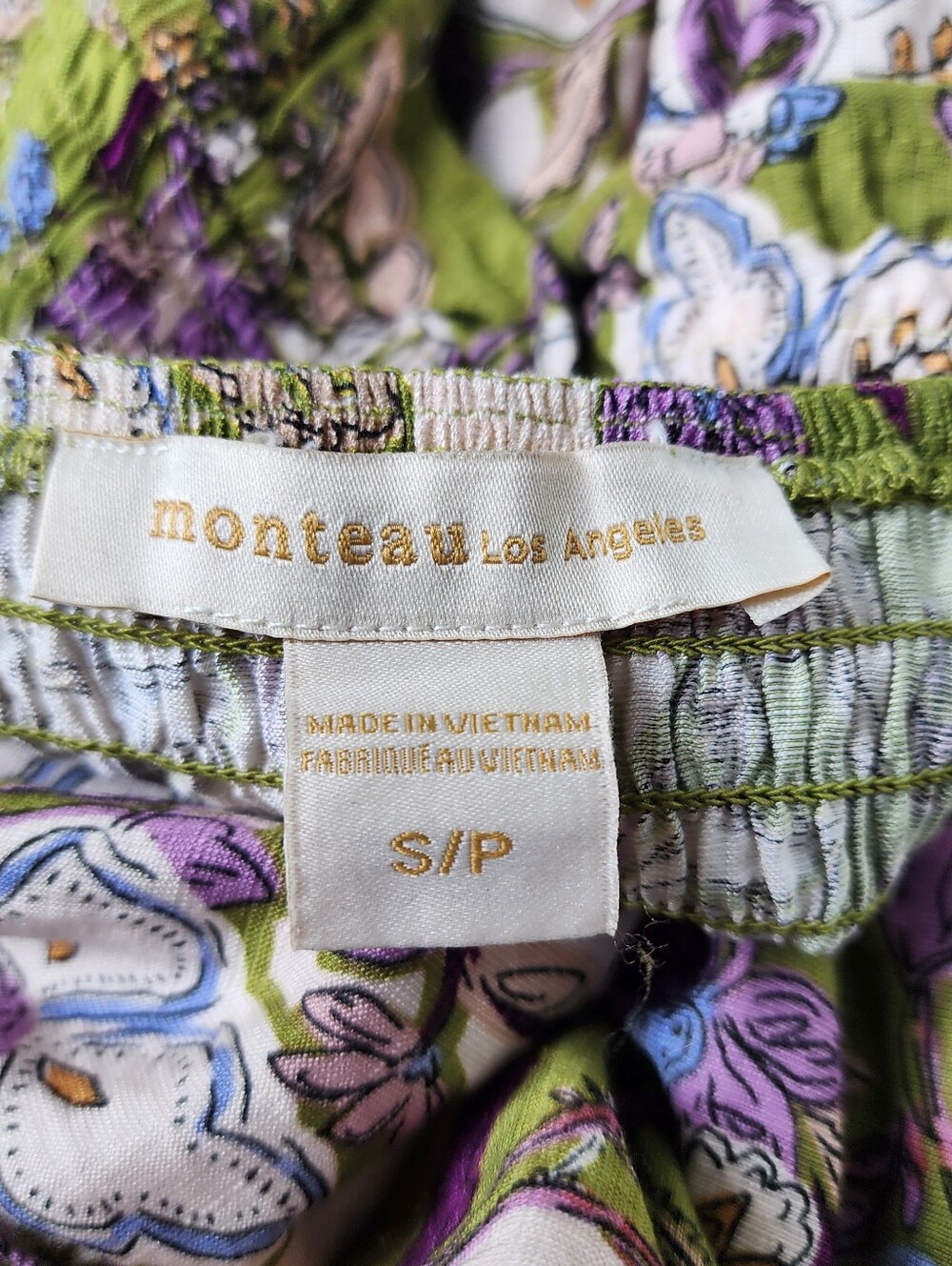 Monteau Los Angeles Women's Maxi Dress Floral Print Green Rayon Nylon Sz S - Picture 7 of 16